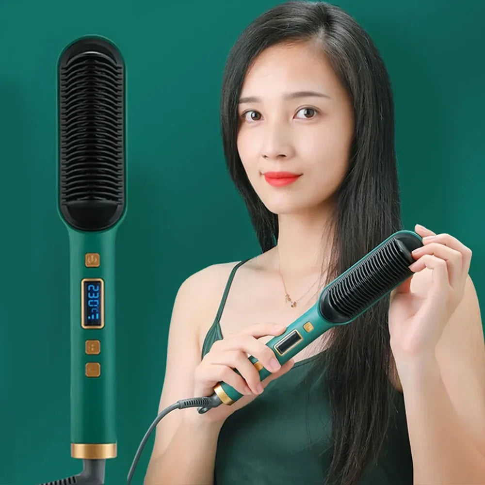 StyleGenie: 2-in-1 Electric Hair Straightener & Curling Brush