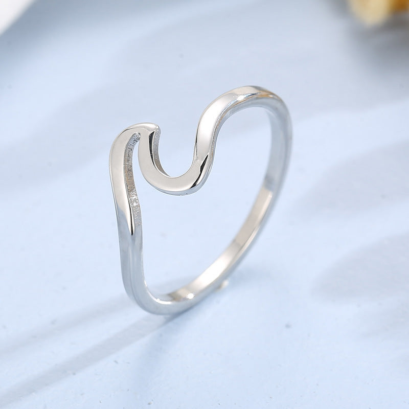Wave Stainless Steel Ring Female Fashion Geometric Shape